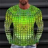 メンズTシャツシャツティーグラフィックグラディエントクルーネック服アパレル3Dプリント屋外長袖ファッションデザイナービンテージ