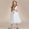 Abiti da ragazza YZYmanualroom Splendido abito a fiori in pizzo bianco e tulle con applicazioni 2-15T