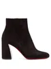 23S Reds bottoms mulher bota de couro preto / camurça mulheres tornozelo botas de luxo sapatos de grife Turela 55mm / 85mm couros de bezerro saltos bloco dedo do pé redondo luxo clássico