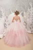 Girl Dresses Pink Elegant Puffy Flower Sleeveless Party Gown Birthday Pageant First Communion Dress For Kids