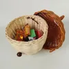 Borse portaoggetti Borsa per ghiande a mano per bambini Cestino decorativo fatto a mano in rattan per ragazze di fiori