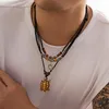 Pendant Necklaces Vintage Rope Chain With Beads And Hearurtle Necklace For Men Trendy Accessories On Neck 2023 Fashion Jewelry Set Male