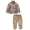 Kids brown boy clothe set kids shirts and trousers baby girls autumn warm clothing sets wholesale 3t-8t 2023