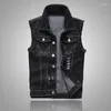 Men's Vests Denim Vest Ripped Jean Jacket Hip Hop Biker Waistcoat Coats Cowboy Brand Sleeveless Motorcycle Tanks Plus Size 6XL