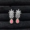 Stud Earrings CNZX2023 Fine Jewelry Solid 18K Gold Nature 1.06ct Pink Diamonds Female Drop Dangle For Women