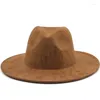 Bérets en daim couleur unie, casquette en feutre Panama pour homme, haut de fête, Jazz Fedora, chapeaux tibétains à large bord, Protection Uv pour femmes et hommes