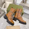 Designer dameslaarzen Territory Flat Ranger Hoge hakken Laarzen Wonder Flat Combat Boots met ritssluiting Martin Enkel glad kalfsleer met inscriptie en canvas Winterlaarzen Maat 35-42