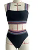 Kadın Mayo Yüksek Bel Bikini 2023 Kadın Stripe Baskı Mayo Kadınlar Banyo Takım Yastıklı Push Yukarı Düzenli Set