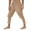 Pantaloni da uomo Medievale Rinascimentale Pirata Uomo Costume Cosplay Allentato Festa di Halloween Solido Pantaloni da uomo con fasciatura