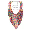 Chaînes Collier ras du cou Unique charme exquis Boho multicolore gland bois perlé bavoir accessoires de fête