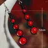 Baumelnde Ohrringe BOEYCJR Ethnischer Vintage-Schmuck String Roter Naturstein Perlenform Tropfenhaken Für Frauen Aretes Ohrringe