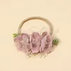 Hair Accessories Pink Floral Bands Nylon Flower Headbands For Baby Girl Toddler Infant Headband Elastic Headwear Kids