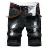 New Men Biker calças curtas da cintura Middle Skinny Ripped buraco masculino de jeans de grife de jeans masculinos