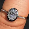 Cluster Rings Solid 10K White Gold Women Ring Moissanite Diamonds 1 2 3 4 5 Oval Wedding Party Engagement Anniversary Trendy