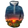 Women's Hoodies Fashion Sunflower Scenery 3D Print Women Streetwear Oversized Pullovers Y2k Hoodie Hooded Sweatshirts Woman Clothing