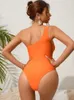 Mulheres Swimwear 2023 Mulher Sólida Sexy V Neck Metal Decoração Ajustável Straps One-Peça Swimsuit Verão Mulheres