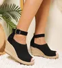 Sandalen LIHUAMAO Pumps Peep Toe Wedges Espadrilles Schuhe Frauen Ferse Seil Außensohle Komfort Csaual Knöchelriemen