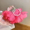 Dangle Oorbellen Persoonlijkheid Vintage Parel Doek Bloem Organza Voor Vrouwen Overdreven Temperament Vakantie Feest Mode-sieraden