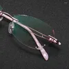 Solglasögon SHOWYES Ultra Light Rimless Anti Blue Recept Gereglasses Myopia Glasögon Diamond Cutting Eloy Frame For Women
