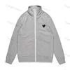 Designer Heren Hoodies Com Des Garcons Sweatshirt Mockneck Cdg Play Big Heart Hoodie Full Zip Up Beige Merk Maat S-xl Tk