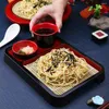 Dinnerware Sets Cold Noodle Plate Restaurant Dish Japanese Plastic Tray Tableware Buckwheat Noodles Bamboo Mat Abs Rectangular Pizza