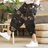 Pantalons pour hommes Hommes 2023 Été Chinois National Style Lin Plaid Imprimer Casual Longueur de mollet Harem Grande Taille Lâche Taille Moyenne