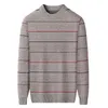 Men's Sweaters Autumn And Winter Pullover Round Neck Stripe Multi Color Business Casual Sweater Warm Fit Knit