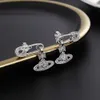 bijoux boucles d'oreilles vivian Western Empress Dowager Vivian Pins Trombones Diamants complets Saturne Clous d'oreilles Atmosphère extravagante pour femmes Petite foule design36