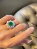 Grandmother Vintage 925 Sterling Silver Emerald Pearl Gemstone Wedding Fine Jewelry Cocktail Party Ring for Women Anniversary Gifts For Her With Box