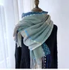 Scarves 2023 Plaids Scarf For Women Winter Thick Warm Cashmere Feeling Retro Korea Style Long Shawl Plaid Women's Tassel Shawls