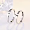 Anéis de casamento moda simples abertura sol lua anel minimalista cor prata ajustável para homens mulheres casal jóias de noivado