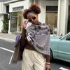 Scarves Women Elegant Scarf Vintage Geometric Houndstooth Faux Cashmere Shawl Stole For Lady Winter Outdoor Keep Warm 185 65cm