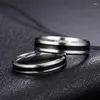 Cluster Ringe Einfache Edelstahl Paar Mode Trendy Schwarz Splitter Verlobung Hochzeit Bands Ring Für Männer Frauen Schmuck