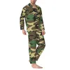 Men's Tracksuits Trendy Fashion Camouflage Long-Sleeved Pajama Set With Cotton Flannel Men Pants And Long Sleeve