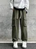 Pantalons pour hommes Style américain Y2K Corde Salopette Tendance Rue Lâche Droite Multi-poches Casual