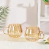 Wine Glasses 400ml Heat-Resistant With Handle Stripes Glass Mug Breakfast Milk Cup Cute Office Home Coffee Mugs Pumpkin Pattern Drinkware