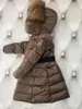 Manteau en duvet pour filles, moyen et grand, mignon, à la mode, épais et chaud, à capuche, longue veste de canard blanc