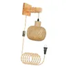 Wall Lamp Sconce Bamboo Bedside Farmhouse Hanging Plug In Pendant Light For Home Bathroom Reading Hallway Restaurant