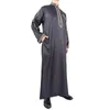 Ethnic Clothing Abaya For Men Islam Galabia Muslin Thobe Kameez Kaftan Standing Collar Print Arab Men's National Loose Long Muslim Robe