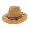 Baskar unisex varm höstvinter filt fedora för kvinnliga brittiska stil hattar breda enkla fedoror hatt mode jazz grossist