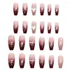 False Nails 24Pcs Press On With Glue Love Heart Letter Long Almond Glossy Nail Extension Full Cover Salon Women Girls Fake Kit