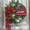 Decorative Flowers QWE123 40CM Rustic Christmas Garland Truck Wreath Vintage Fall Wreaths 2023 Year Welcome Pendant