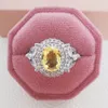 Women Luxury designer ring ellipse oval Inlaid Yellow full 3A moissanite Diamond Rings Jewelry PT950 plated girlfriend Gifts Engagement Wedding ring 1905