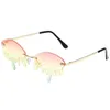 Gotejamento lágrimas óculos de sol marca designer sem aro gota água feminino legal óculos de sol 11 cores atacado