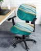 Stoelhoezen Teal gradiënttextuur Marmering aquarel elastische fauteuil hoes verwijderbare kantoor hoes gesplitste zitting