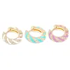 Hoop Earrings 2023 Summer Wholesale Fashion Women Girl Jewelry Rope Wrap Pastel Enamel 5A CZ Gold Plated Small Earring