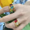 Cluster Rings LingLu Vintage Colorful Oval Metal Elegant Irregular Geometric Hollow 2023 Trendy For Women Party Girls Gifts Jewelry