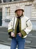 Trenchs de femmes manteaux patchwork bouton veste femmes 2023 mode manches longues avec poche femme automne haute rue épaissir parkas vêtements d'extérieur