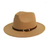 Bérets Lucky ylianji rétro café cuir bande femmes hommes vintage laine feutre large bord casquette Fedora Panama Jazz Bowler chapeau (54/57/61 cm