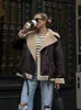 Damenjacken Suninheart Mode Kunstpelzjacke mit Reißverschluss Frauen Langarm doppelseitige Jacken Warmer Mantel Weiblicher lässiger Revers-Kaltmantel 231027
